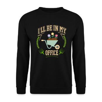 I'll be in my office the Garden Work with Flowers - Unisex Sweatshirt - black - Front - Alina (178cm) & Michal (187cm)