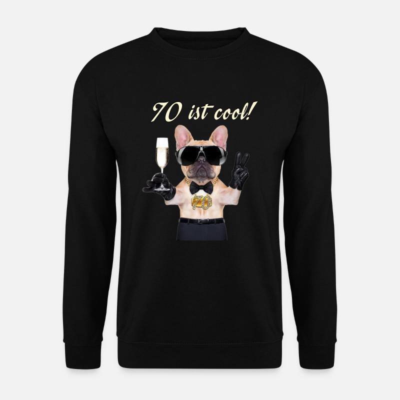 NEU Geburstags Mops 70 ist cool RAHMENLOS Geschenk - Unisex Pullover - Schwarz