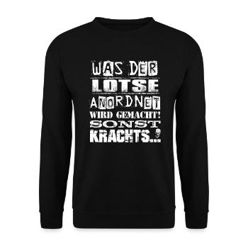 Beruf - Was der Lotse anordnet, wird gemacht - Unisex Pullover - Schwarz - Vorne - Alina (178cm) & Michal (187cm)