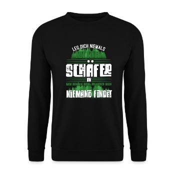 Schäfer Schafe Schaf Hirte Geschenk - Unisex Pullover - Schwarz - Vorne - Alina (178cm) & Michal (187cm)