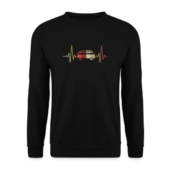Caravan Van Camper Camping Heartbeat Motif - Unisex Sweatshirt - black - Front - Alina (178cm) & Michal (187cm)