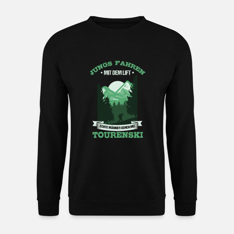 Tourenski Skitouren Skiwanderung Skifahrer Motiv - Unisex Pullover - Schwarz
