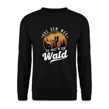 Wald Wanderer Waldliebhaber Wanderung Geschenk - Unisex Pullover - Schwarz - Vorne - Alina (178cm) & Michal (187cm)
