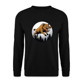 Wild boar wild boar hunting hunter gift - Unisex Sweatshirt - black - Front - Alina (178cm) & Michal (187cm)