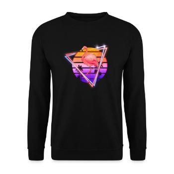 Flamingo Synthwave Retro Old School Cadeau - Sweat-shirt Unisexe - noir - Devant - Alina (178cm) & Michal (187cm)