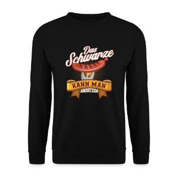 Das Schwarze kann man Abkratzen Grillen Geschenk - Unisex Pullover - Schwarz - Vorne - Alina (178cm) & Michal (187cm)