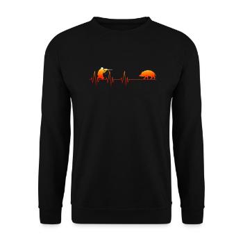Hunter Heartbeat Hunt chassant le cadeau de sanglier - Sweat-shirt Unisexe - noir - Devant - Alina (178cm) & Michal (187cm)