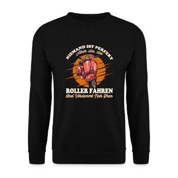 Roller Moped Mofa Rollerfahrer Geschenk - Unisex Pullover - Schwarz - Vorne - Alina (178cm) & Michal (187cm)