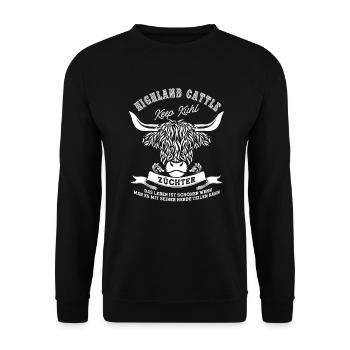 Highland Cattle Hochlandrind Kuh Kuhl Geschenk - Unisex Pullover - Schwarz - Vorne - Alina (178cm) & Michal (187cm)