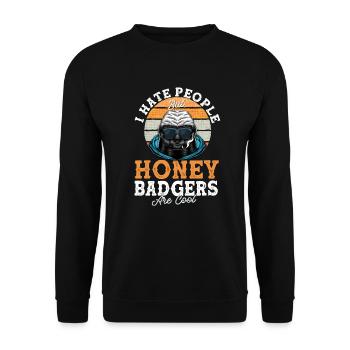 Honey Badger Honey Badger Je déteste les gens cadeau - Sweat-shirt Unisexe - noir - Devant - Alina (178cm) & Michal (187cm)