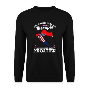 Kroatien Kroatische Flagge Therapie Urlaub Motiv - Unisex Pullover - Schwarz - Vorne - Alina (178cm) & Michal (187cm)
