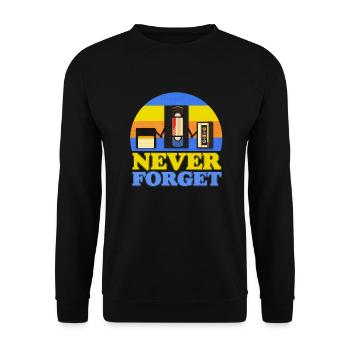 Never Forget Kassette Diskette Retro Geschenk - Unisex Pullover - Schwarz - Vorne - Alina (178cm) & Michal (187cm)