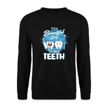 Dentist Dentists Teeth Tooth Hygienist Motif - Unisex Sweatshirt - black - Front - Alina (178cm) & Michal (187cm)