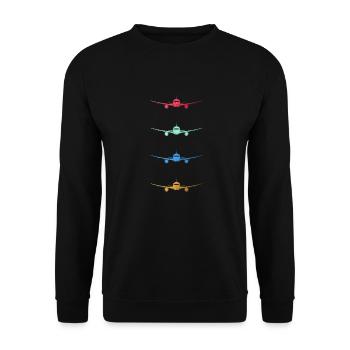 Vintage Flugzeuge Pilot Luftfahrt Piloten Motiv - Unisex Pullover - Schwarz - Vorne - Alina (178cm) & Michal (187cm)
