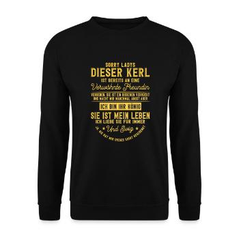Freund Freundin Spruch Lustiges Geschenk - Unisex Pullover - Schwarz - Vorne - Alina (178cm) & Michal (187cm)