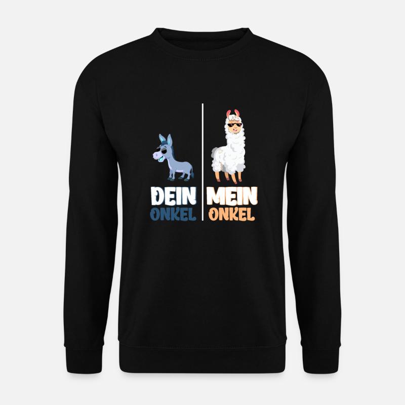 Mein Onkel Dein Onkel Lustiges Lama Geschenk - Unisex Pullover - Schwarz
