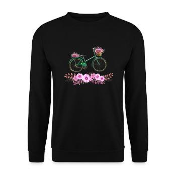 vélo fleurs roue fleur de couleur d’eau cadeau - Sweat-shirt Unisexe - noir - Devant - Alina (178cm) & Michal (187cm)