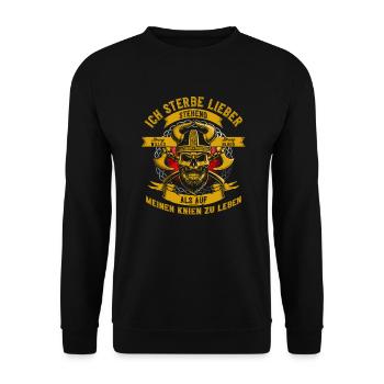 Sterbe Lieber Stehend Als Auf Knien Zu Leben - Unisex Pullover - Schwarz - Vorne - Alina (178cm) & Michal (187cm)