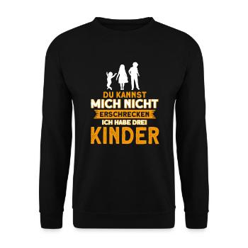 Ich Habe Drei Kinder Papa Mama Geschenk - Unisex Pullover - Schwarz - Vorne - Alina (178cm) & Michal (187cm)