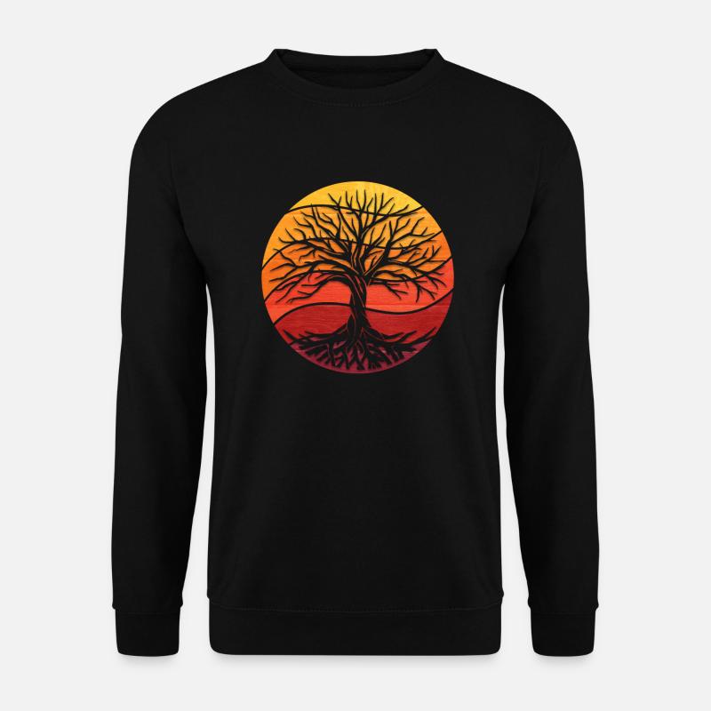 Baum des Lebens Lebensbaum Symbol Motiv - Unisex Pullover - Schwarz