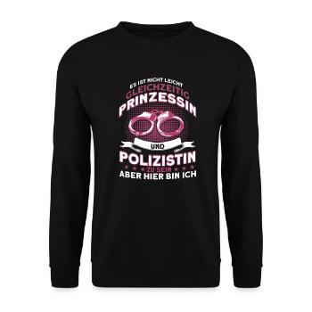 Polizistin Prinzessin - Unisex Pullover - Schwarz - Vorne - Alina (178cm) & Michal (187cm)