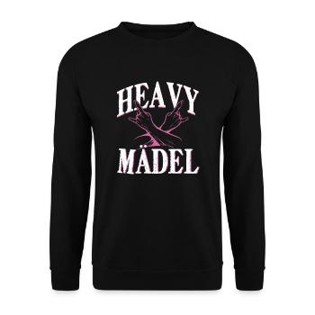 Heavy Mädel Metal Geschenk - Unisex Pullover - Schwarz - Vorne - Alina (178cm) & Michal (187cm)