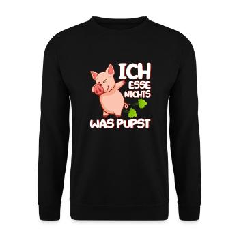 Ich Esse Nichts Was Pupst Lustiger Veganer Spruch - Unisex Pullover - Schwarz - Vorne - Alina (178cm) & Michal (187cm)