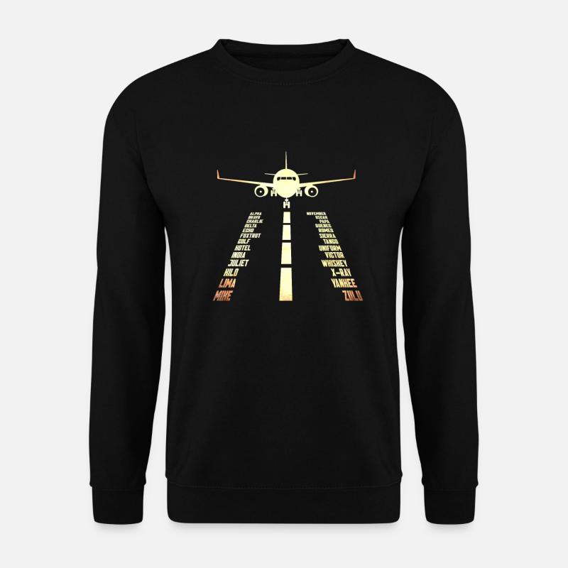 Flugzeug Pilotenalphabet Landebahn Pilot Geschenk - Unisex Pullover - Schwarz