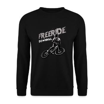 Freeride Downhill Mountainbiker Geschenk - Unisex Pullover - Schwarz - Vorne - Alina (178cm) & Michal (187cm)