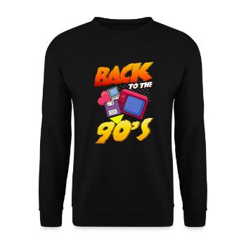 Back to the 90s 90 90 Retro motif - Sweat-shirt Unisexe - noir - Devant - Alina (178cm) & Michal (187cm)