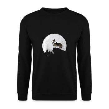 Cardigan Welsh Corgi Corgie Chiens Cadeau lune - Sweat-shirt Unisexe - noir - Devant - Alina (178cm) & Michal (187cm)