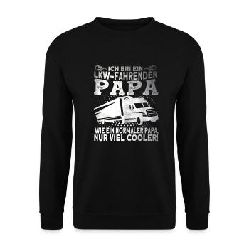 LKW Fahrender Papa LKW-Fahrer Fernfahrer Geschenk - Unisex Pullover - Schwarz - Vorne - Alina (178cm) & Michal (187cm)