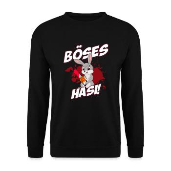 Böses Hasi Hase Ostern Halloween Lustiges Geschenk - Unisex Pullover - Schwarz - Vorne - Alina (178cm) & Michal (187cm)
