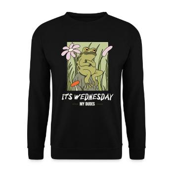 C’est mercredi mes mecs! Mème Grenouille - Sweat-shirt Unisexe - noir - Devant - Alina (178cm) & Michal (187cm)