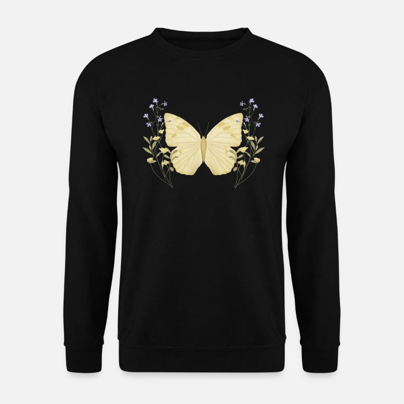 Schmetterling mit Blumen - Unisex Pullover - Schwarz