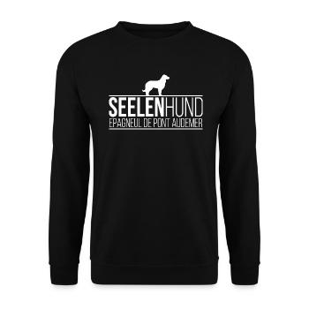 Epagneul de Pont Audemer Seelenhund Hundespruch - Unisex Pullover - Schwarz - Vorne - Alina (178cm) & Michal (187cm)