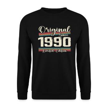 1990 Cadeau D’anniversaire Rétro Vintage 1990 - Sweat-shirt Unisexe - noir - Devant - Alina (178cm) & Michal (187cm)