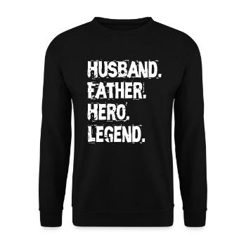 Mari. Père. Héros. Pose. - Sweat-shirt Unisexe - noir - Devant - Alina (178cm) & Michal (187cm)