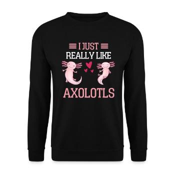 I just like Axolotl Funny gift Axolotl - Unisex Sweatshirt - black - Front - Alina (178cm) & Michal (187cm)