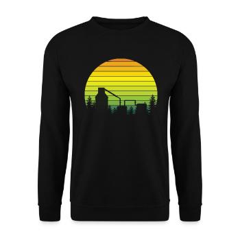 Distillery Forest Sunset Natur Geschenkidee - Unisex Pullover - Schwarz - Vorne - Alina (178cm) & Michal (187cm)