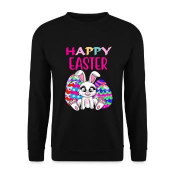 Happy easter, Easter bunny, Easter eggs, sayings - Unisex Sweatshirt - black - Front - Alina (178cm) & Michal (187cm)