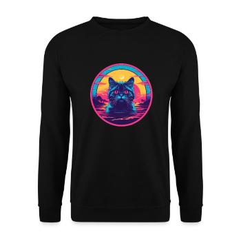Sunrise Cat - Unisex Pullover - Schwarz - Vorne - Alina (178cm) & Michal (187cm)