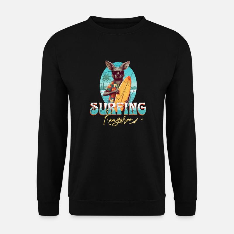 Surfing Kangaroo - Unisex Pullover - Schwarz