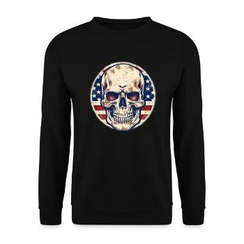 Crâne vintage de drapeau américain - Sweat-shirt Unisexe - noir - Devant - Alina (178cm) & Michal (187cm)