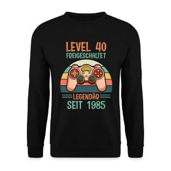 Level 40 Unlocked Legendary since 1985 - Unisex Sweatshirt - black - Front - Alina (178cm) & Michal (187cm)
