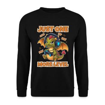 Gamer Drache Gaming one more Level Kids - Unisex Sweatshirt - black - Front - Alina (178cm) & Michal (187cm)