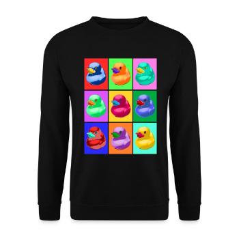 Pop Art Ente, Pop Art Duck - Sweat-shirt Unisexe - noir - Devant - Alina (178cm) & Michal (187cm)
