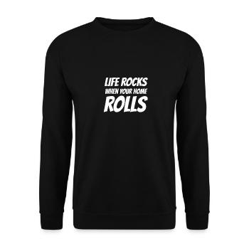 life rocks when your home rolls camper rentner - Unisex Pullover - Schwarz - Vorne - Alina (178cm) & Michal (187cm)