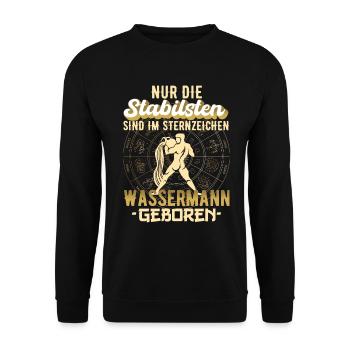 Sternzeichen Wassermann Wassermänner Geschenk - Unisex Pullover - Schwarz - Vorne - Alina (178cm) & Michal (187cm)
