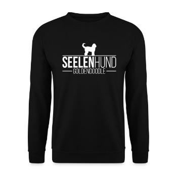 GOLDENDOODLE Seelenhund Hundespruch Wilsigns - Unisex Pullover - Schwarz - Vorne - Alina (178cm) & Michal (187cm)